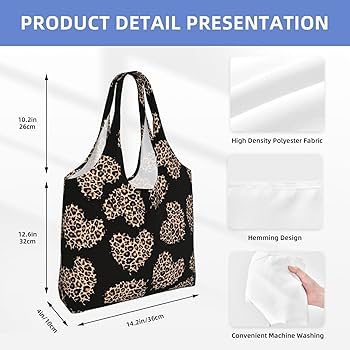 Amazon.co.jp: トートバッグ ハート ヒョウ柄 買い物バッグ エコ